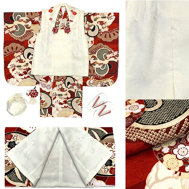七五三 3歳 着物 2025年新作 ”紅一点”ブランド 正絹 被布コートセット