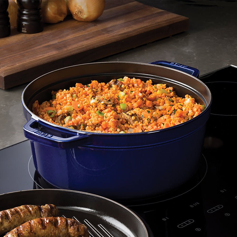 Staub Dutch Oven - 13.25-qt Round Cast Iron Cocotte - Sapphire