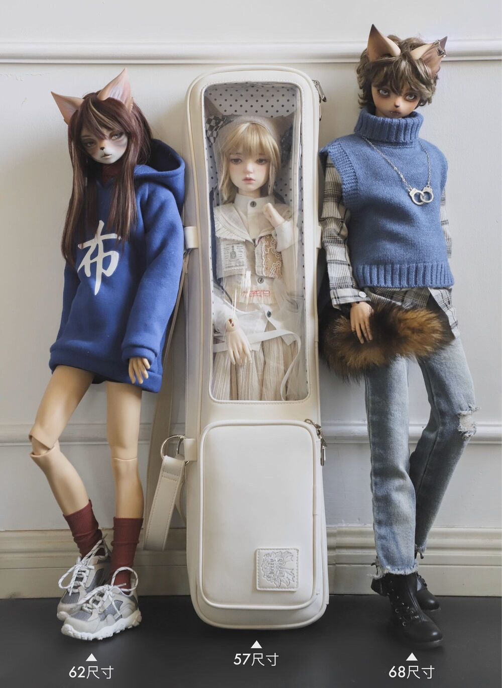 クリアウィンドウドールバッグ+ホワイトリボンアクセサリー【ホワイト