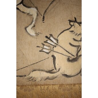 みりん様用】鳥獣戯画 紙本 掛軸（河鍋暁斎 風） みりん様用】鳥獣戯画