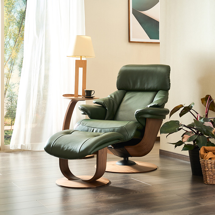 オットマン(M) RU0256 ダークグリーン ウォールナットナチュラル 通販