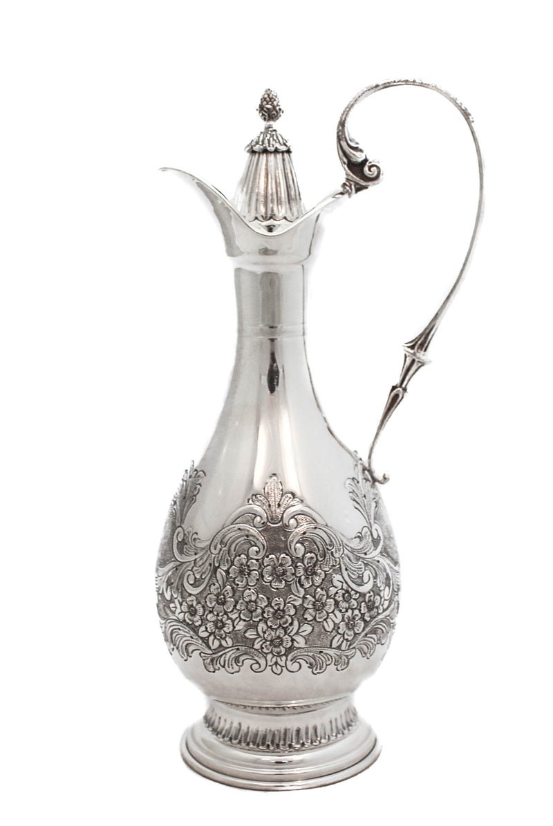 925 STERLING SILVER & GILDED HAND CHASED LEAF APPLIQUES CUPS & TR