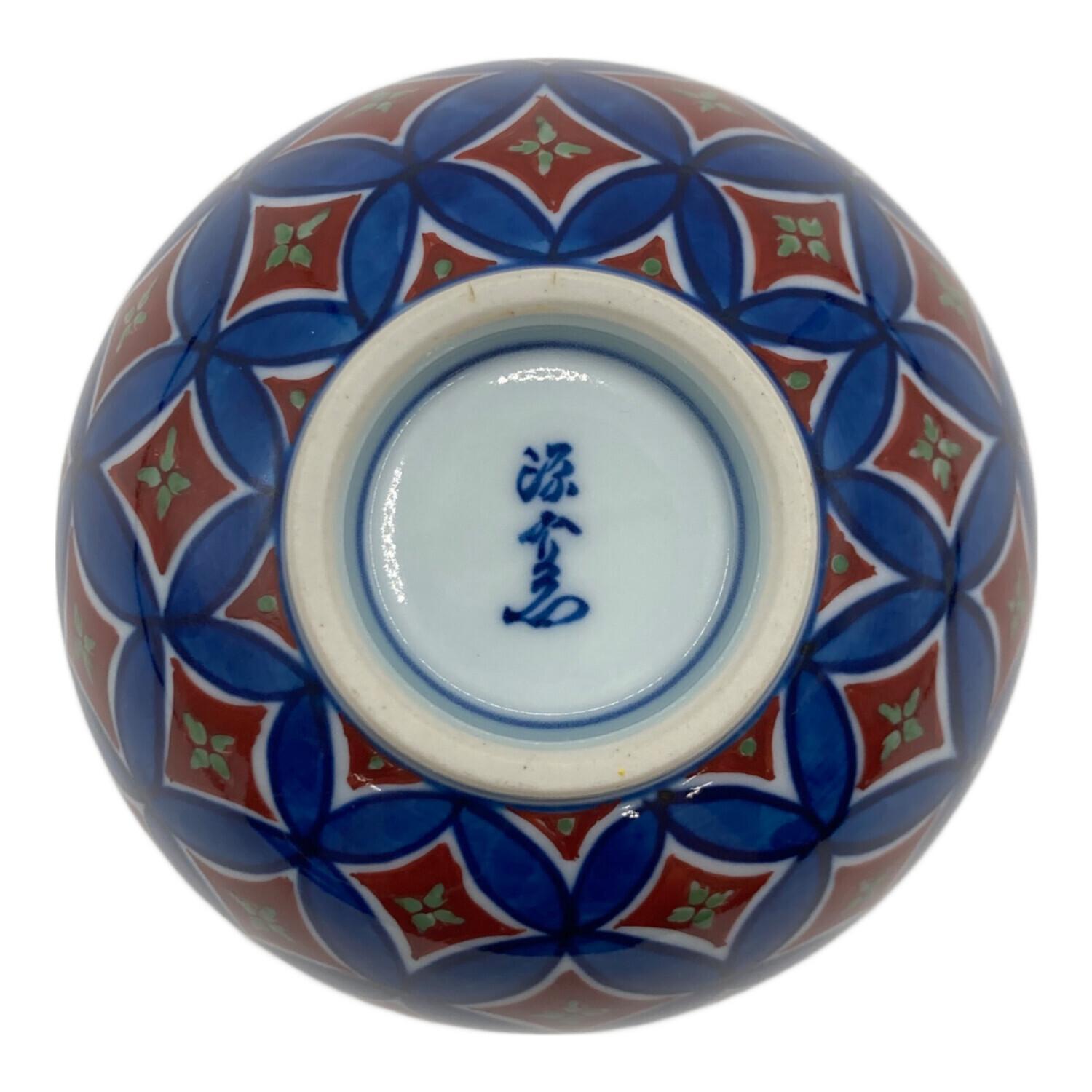 源右衛門窯(ゲンエモンガマ) 染錦七宝紋(赤) 飯碗｜トレファクONLINE