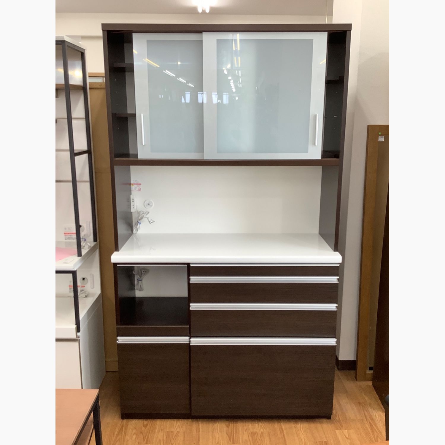 松田家具 食器棚 キッチン収納 1180 Nクラッチ ダーク