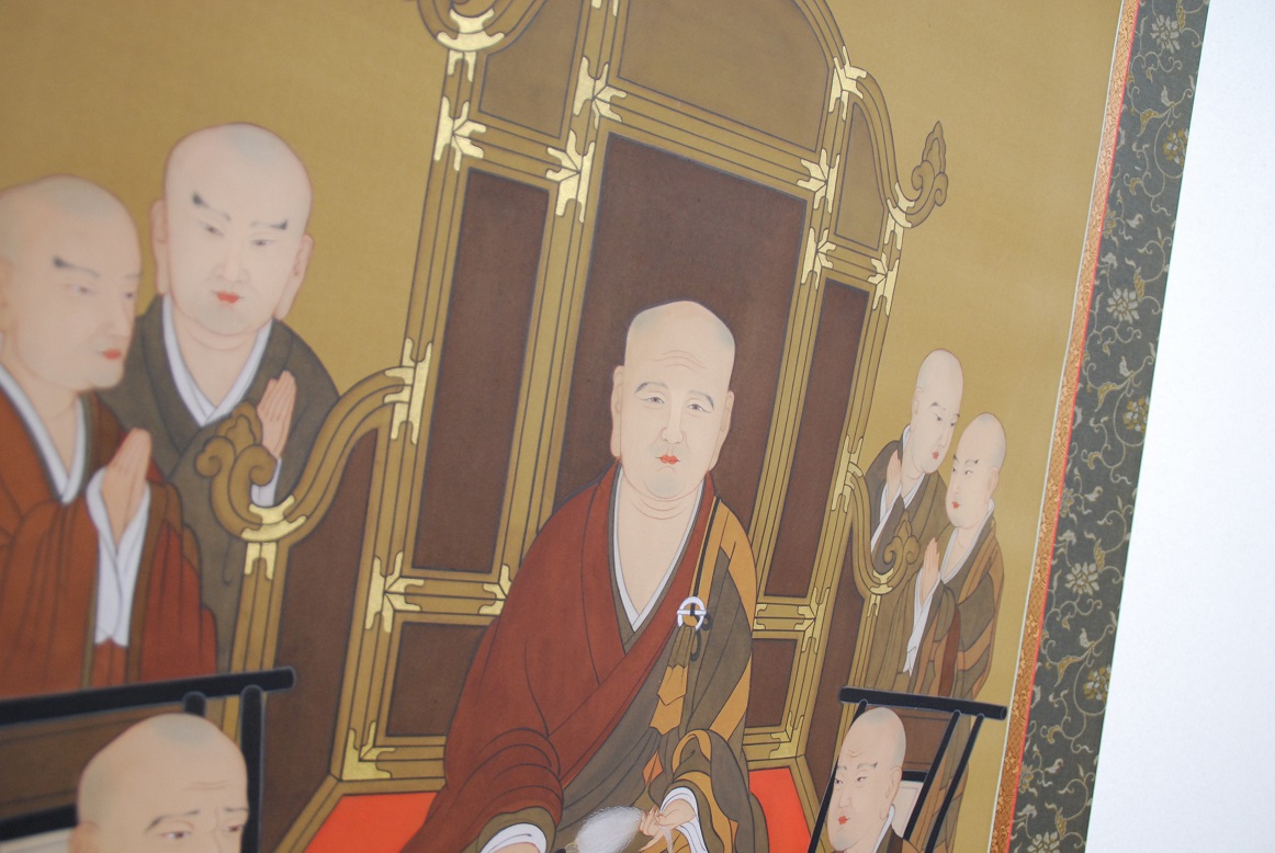 阿波掛軸堂 / 現品価格 肉筆「 浄土五祖図 」掛軸 （絹本）