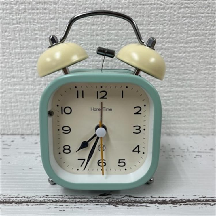 目覚まし時計 おしゃれ 通販 ツインベル 角型 目覚まし機能 12cm x 8.6