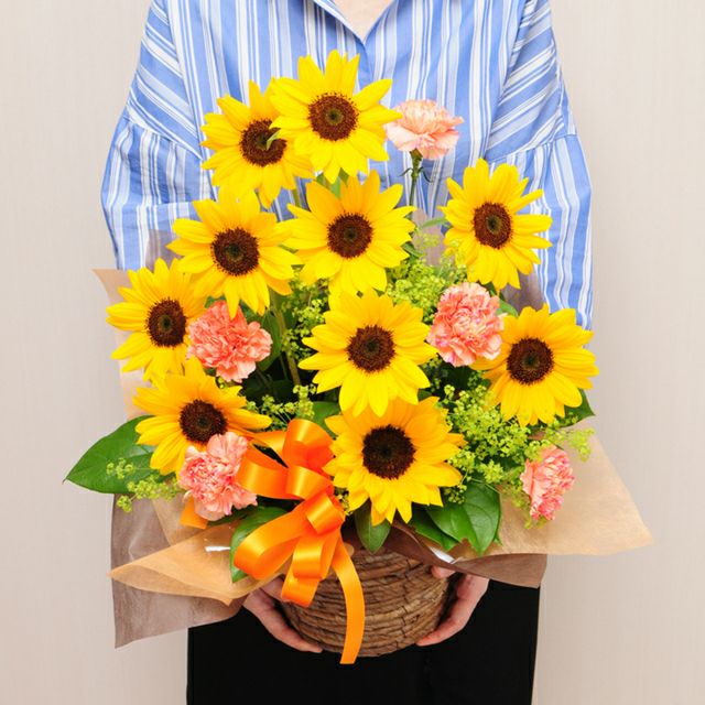 フラワーアレンジメント サマーシーズン Lサイズ ひまわりの花言葉の