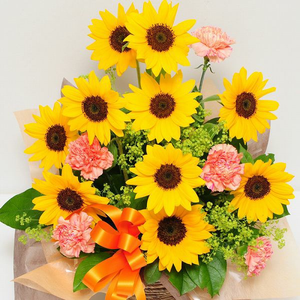 フラワーアレンジメント サマーシーズン Lサイズ ひまわりの花言葉の