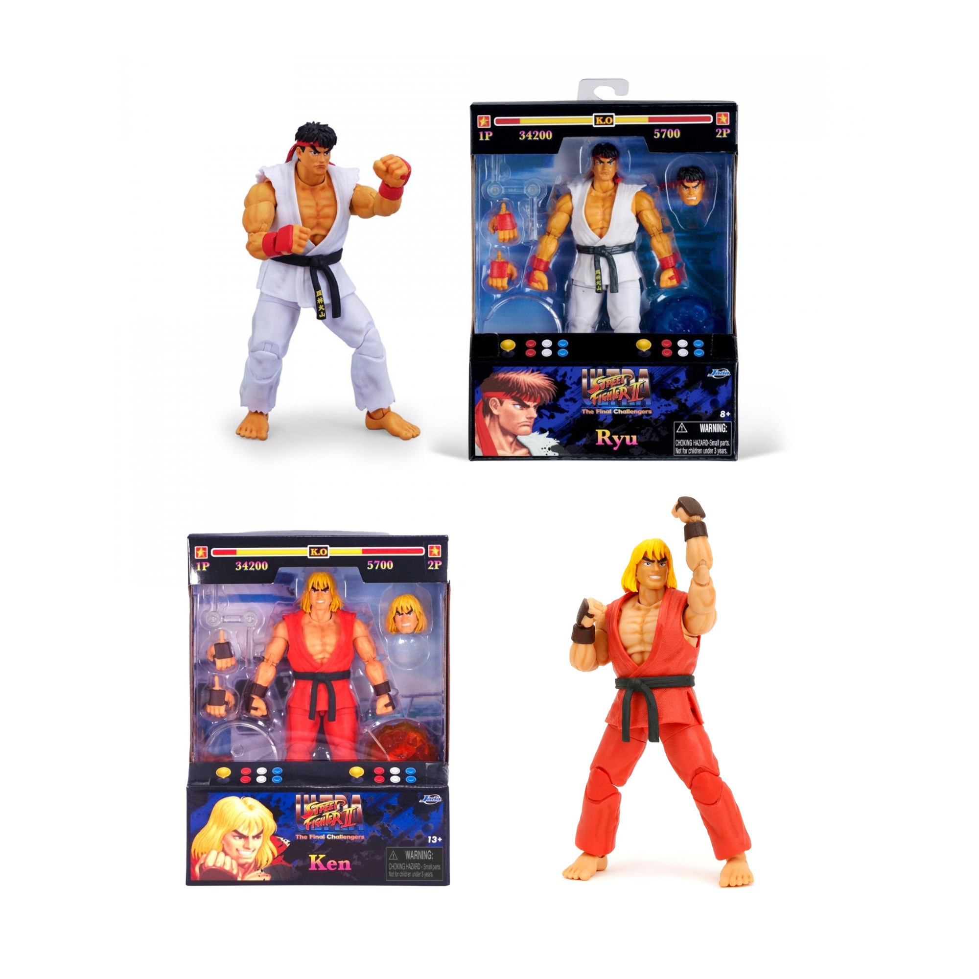 Jada Toys Street Fighter II Set Ryu Ken Dhalsim M. Bison Chun Li