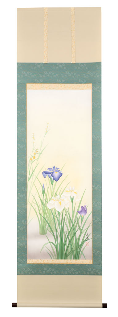肉筆日本画】吉倉美雪『菖蒲』尺五立