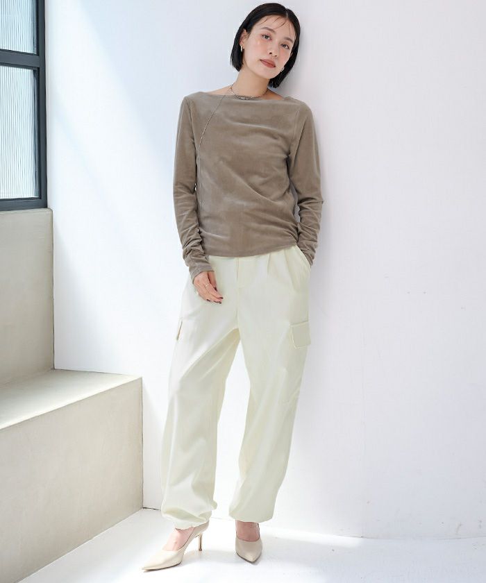 2wayボートネックベロアトップス【メール便可／100】 | ur's（ユアーズ）