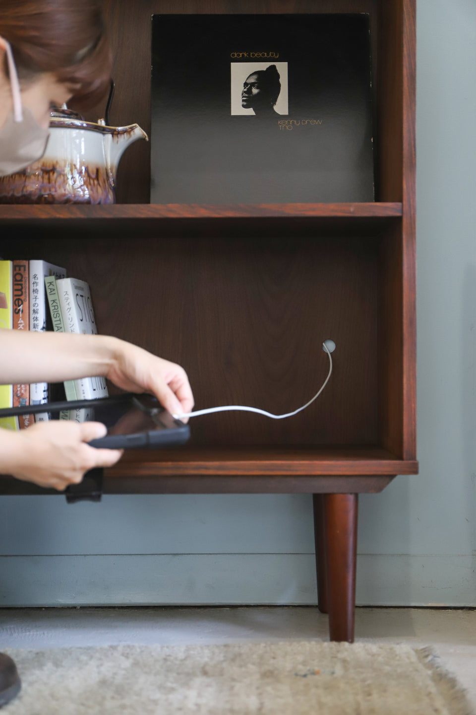 デンマークヴィンテージ ブックケース 本棚 レコードラック ローズ