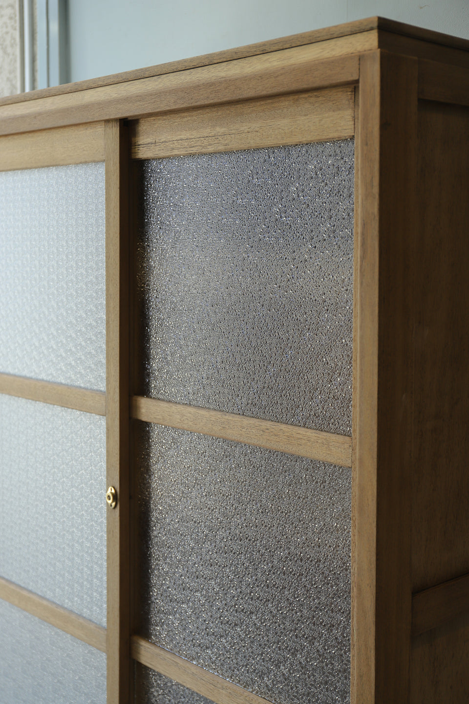 ジャパンヴィンテージ ダイヤガラス キャビネット 戸棚 収納 古道具