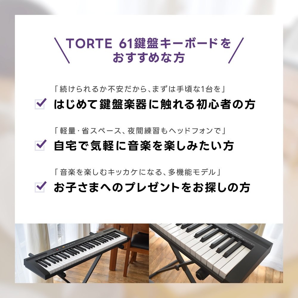61鍵盤 キーボード 超軽量 スリム設計 TORTE TSDK-61 本体のみ【 61