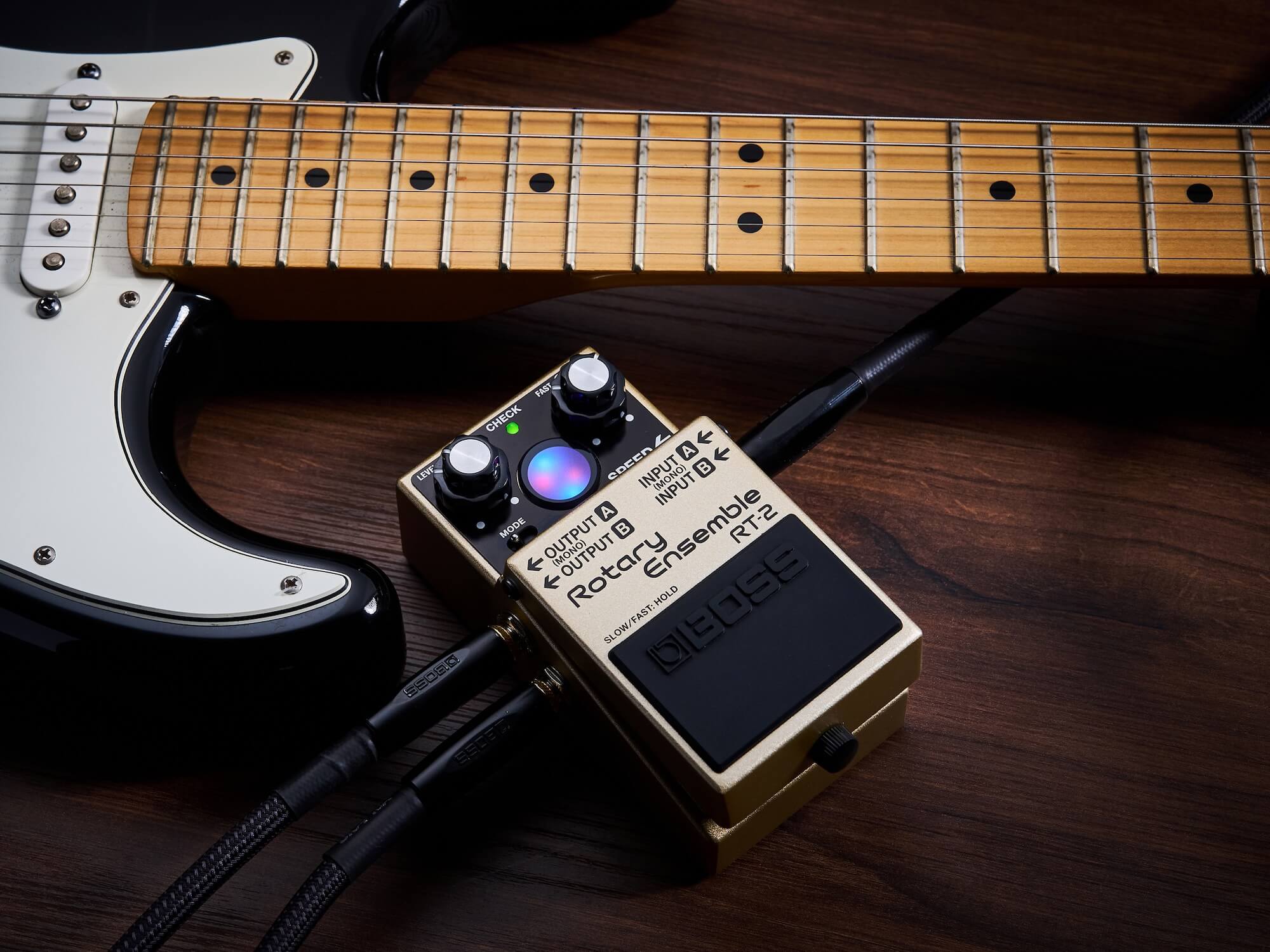 BOSS's RT-2 Rotary Ensemble pedal offers classic rotary speaker