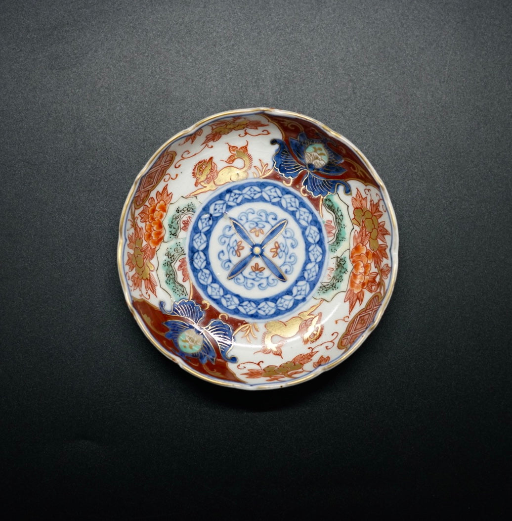 蛸唐草 富貴長春 輪花皿 当時物