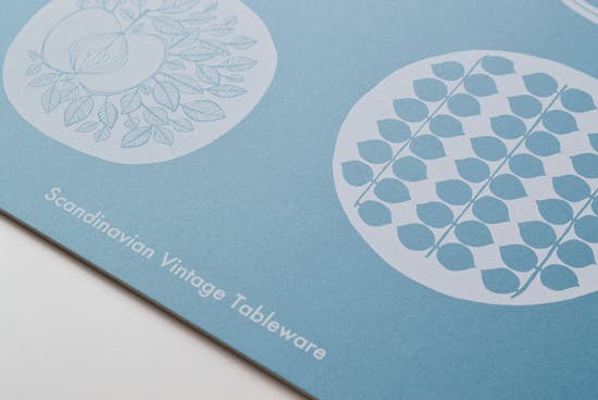 取扱終了】オリジナルポスター/シルクスクリーン/北欧のお皿（ブルー