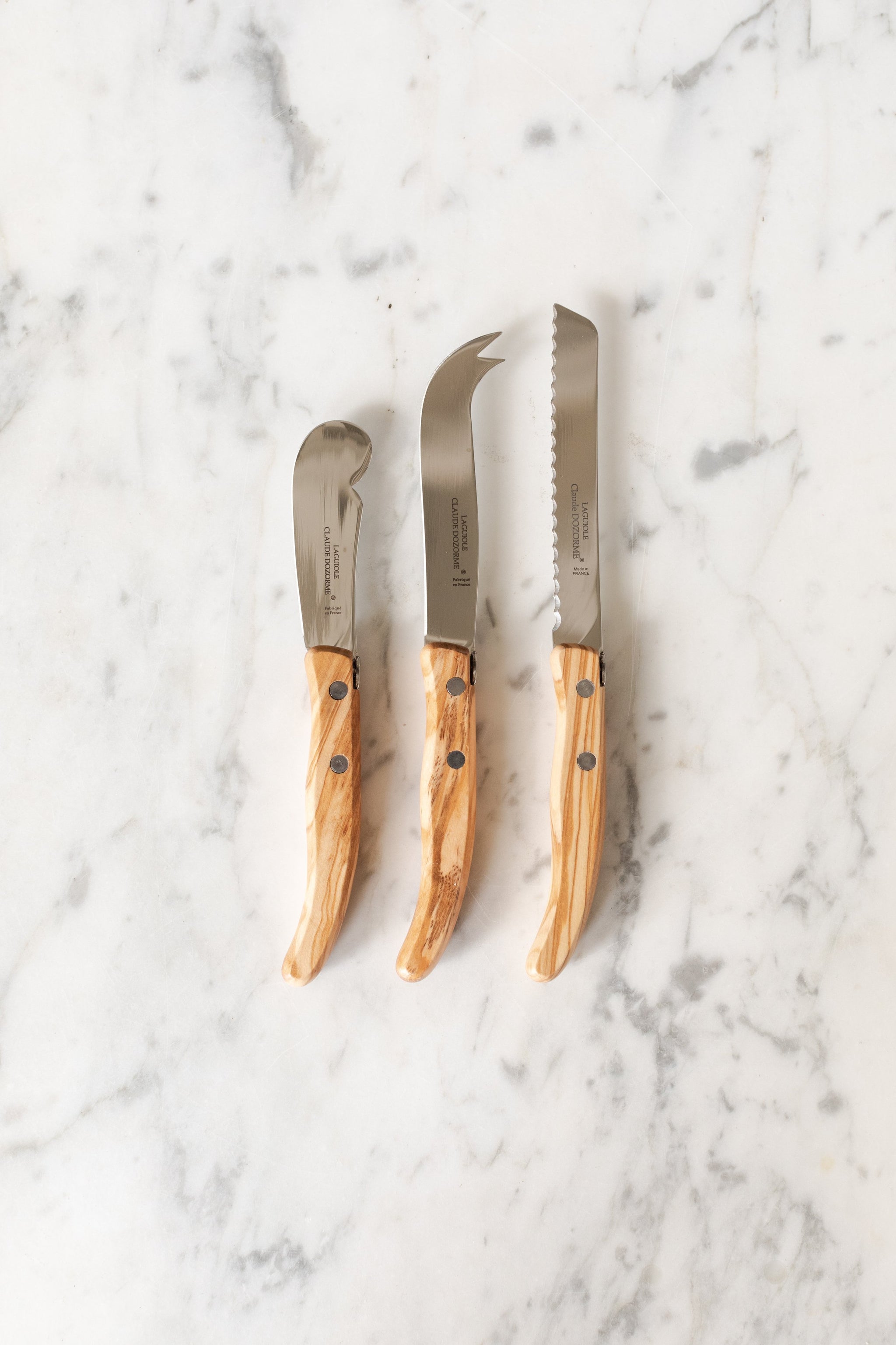 Claude Dozorme Laguiole Cheese Knives Set | Olive Wood Cheese
