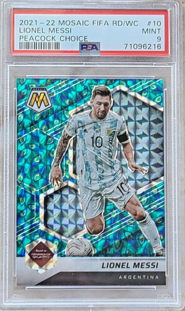 2021-22 Mosaic FIFA World Cup Lionel Messi #10 Peacock Choice SSP