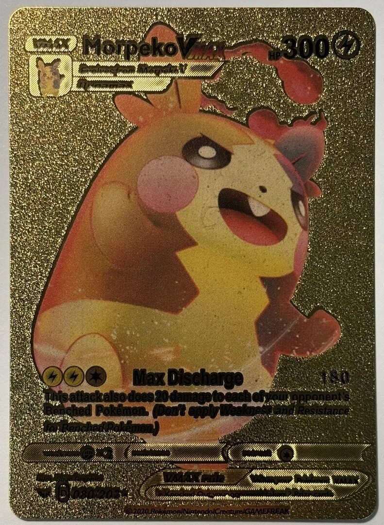 Morpeko Vmax Gold Foil 300 HP Custom Fan Art Pokemon Cosplay Card