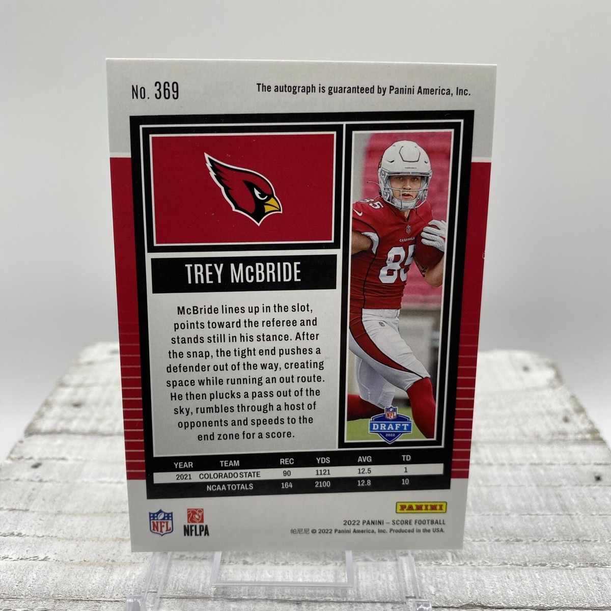 2022 Panini Score Trey McBride Autograph Rookie Auto RC #369