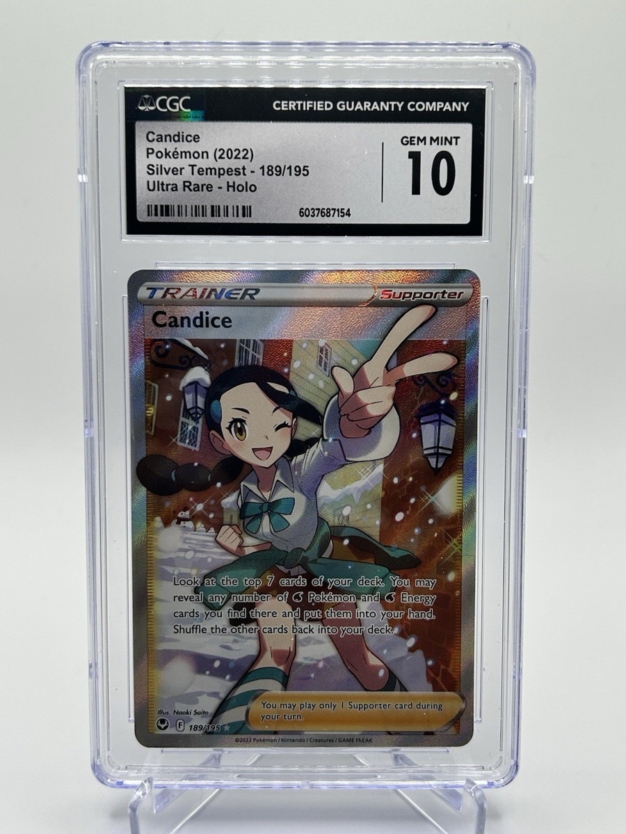 CGC 10 Candice 189/195 Full Art Trainer Ultra Rare Silver Tempest