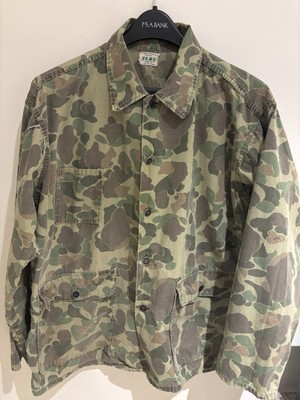 Vintage 60s Kamo Button Up Shirt Jacket Size L Hunting Duck Camo