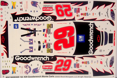 NASCAR DECAL #29 GOODWRENCH 2003 MONTE CARLO KEVIN HARVICK REVELL