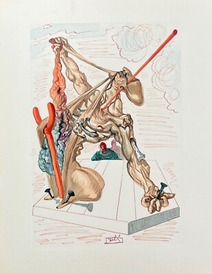 Salvador Dali 1960 Plate Signed DIVINE COMEDY INFERNO #29 Color