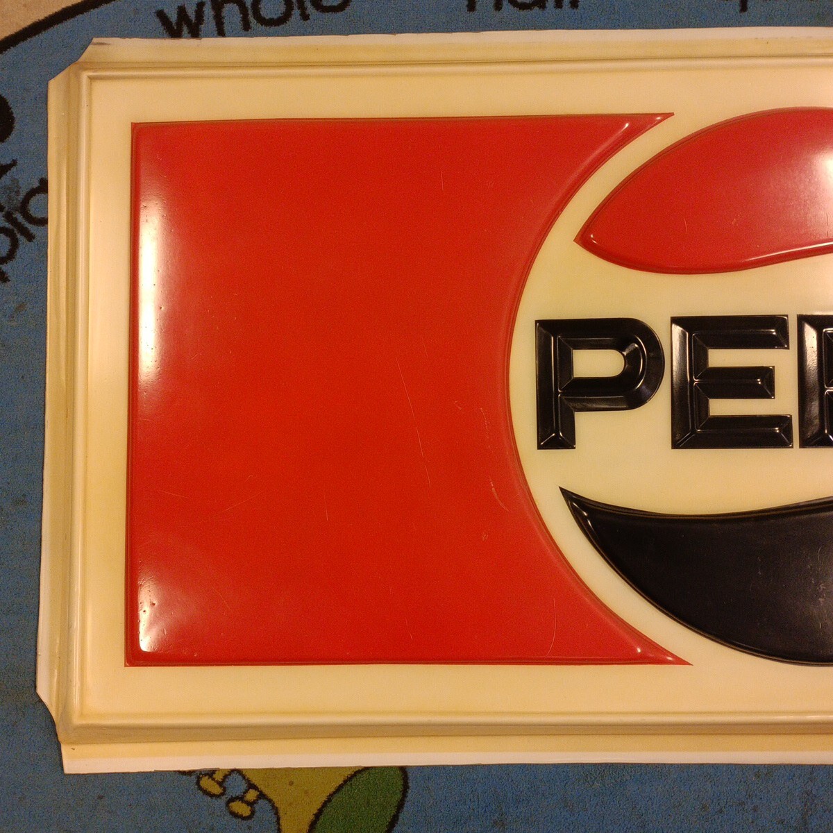 HUGE VTG PEPSI ACRYLIC EMBOSSED OUTDOOR SIGN 72 X 35 SODA COLA