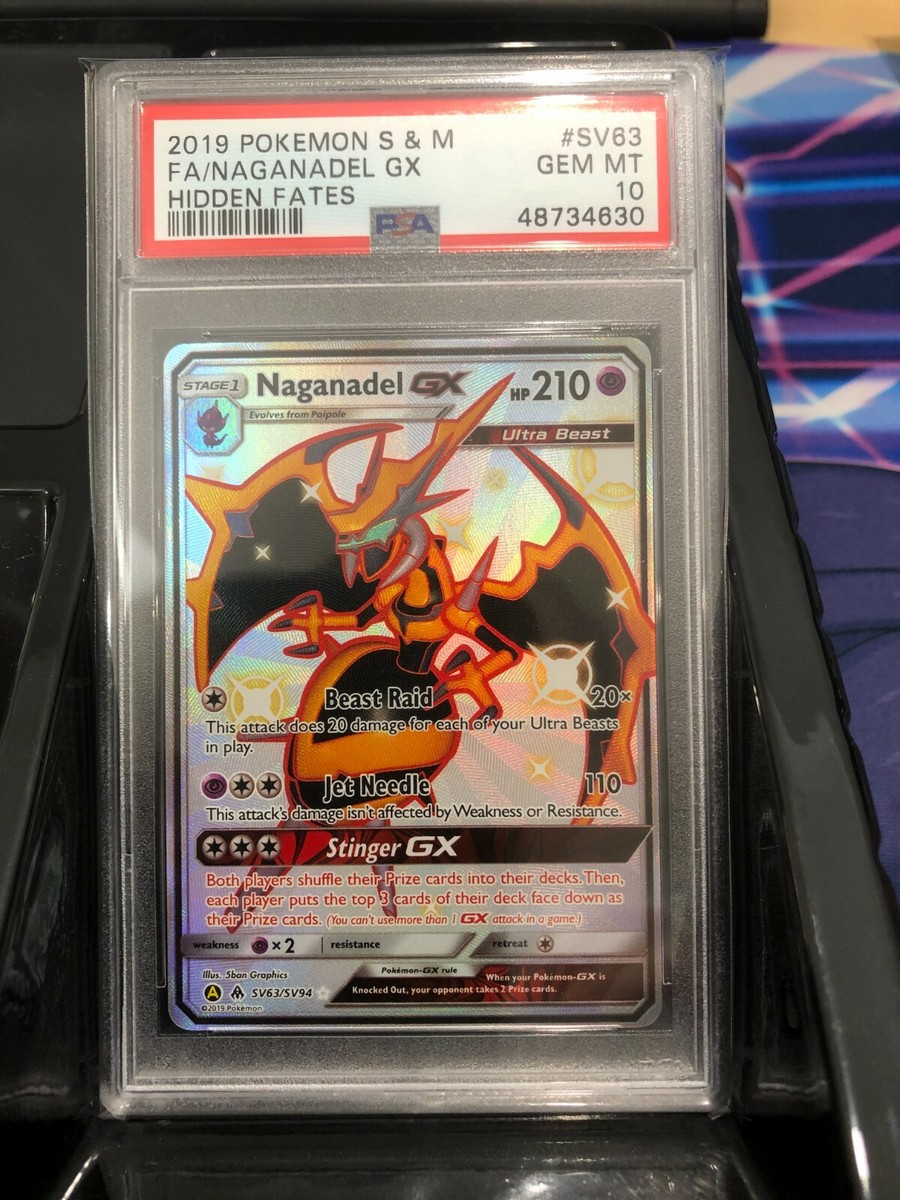 PSA 10 GEM MT - NAGANADEL GX Card SV63/SV94 Pokemon TCG Hidden