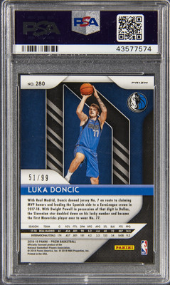 2018 PANINI PRIZM BLUE ICE #280 LUKA DONCIC ROOKIE RC /99 PSA 10