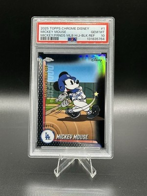 2025 Topps Chrome Disney Baseball Mickey Mouse Black /10 psa 10 LA