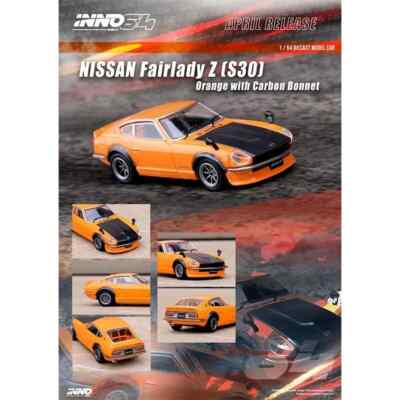 1/64 Nissan Fairlady Z (S30) RHD Orange Diecast Model Inno Models