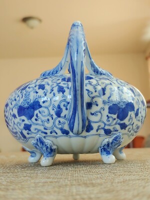 白云堂周兵制青花瓷凤凰形茶壶19th C Japanese Blue And White