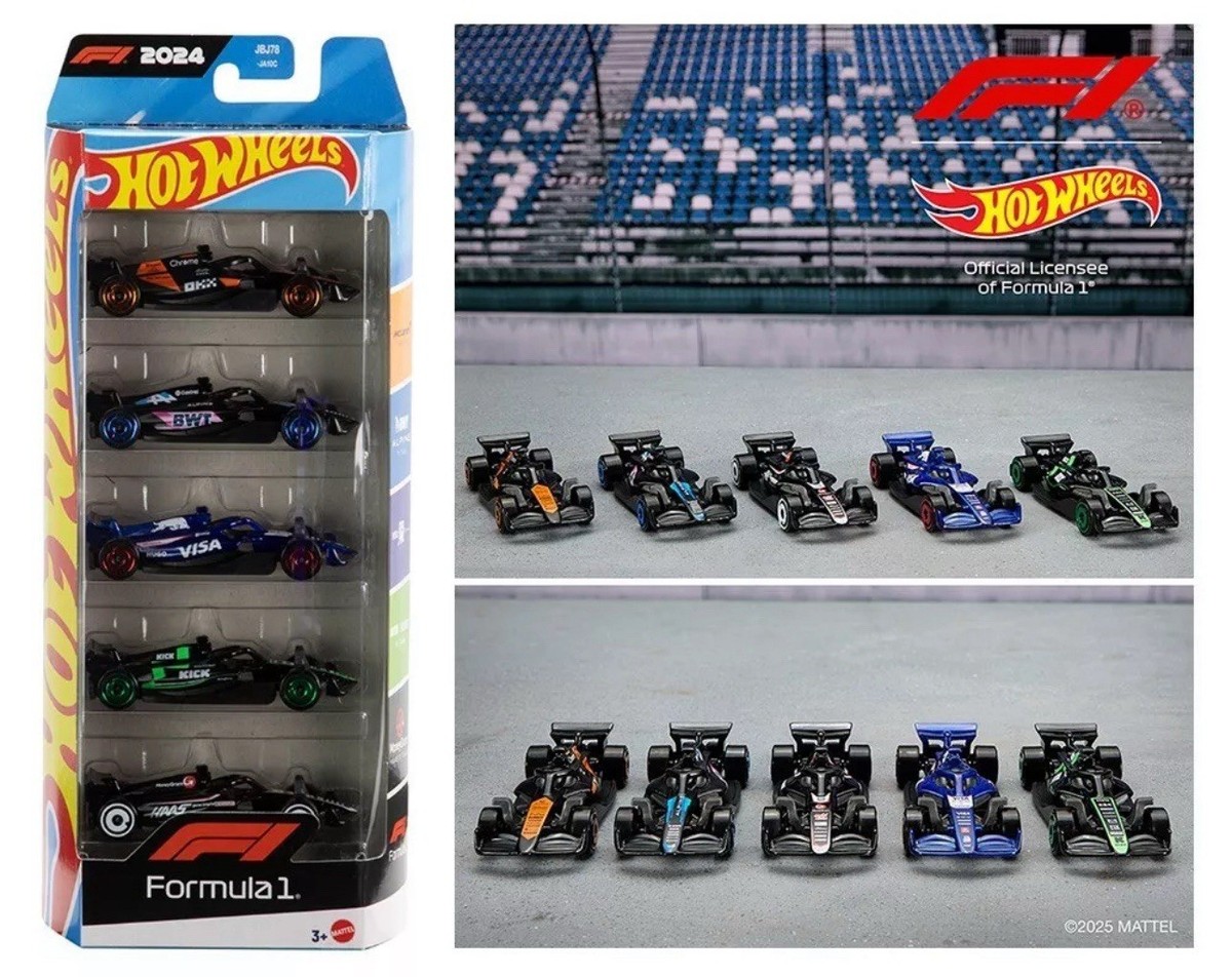 Hot Wheels 1:64 Basic Formula 1 F1 Racing 5-Pack Cars Set Diecast