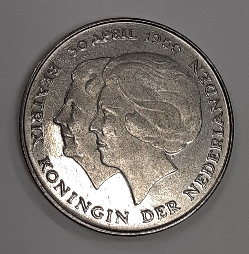 1980 Netherlands 1 Gulden Investiture of Queen Beatrix Nickel Coin