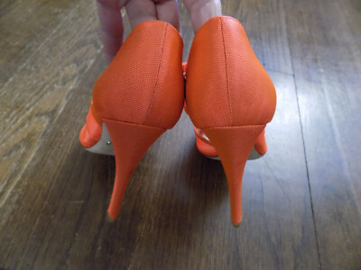 CHRISTIAN DIOR FASCINATION Orange MESH Shiny Peep Toe 4