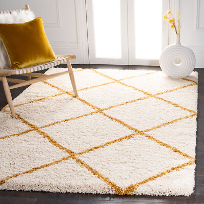 Safavieh Power Loomed Hudson Shag Ivory / Gold Area Rugs - SGH281E