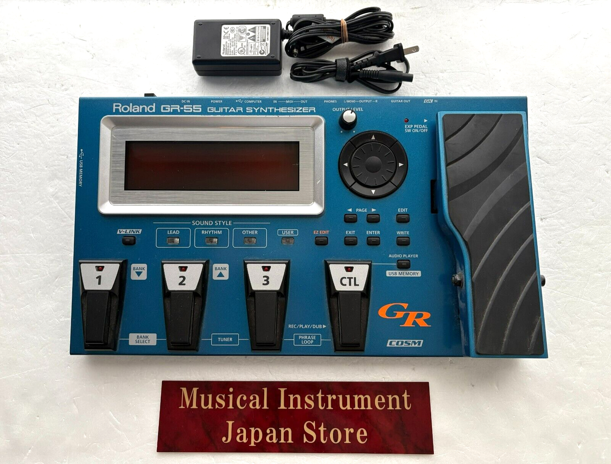 Roland GR-55 Guitar Synthesizer Blue Multi Effects Pedal Used with