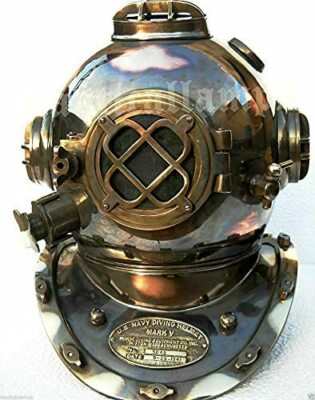 Full Size Antique U.S Navy Steel Divers Diving Helmet Mark V Deep