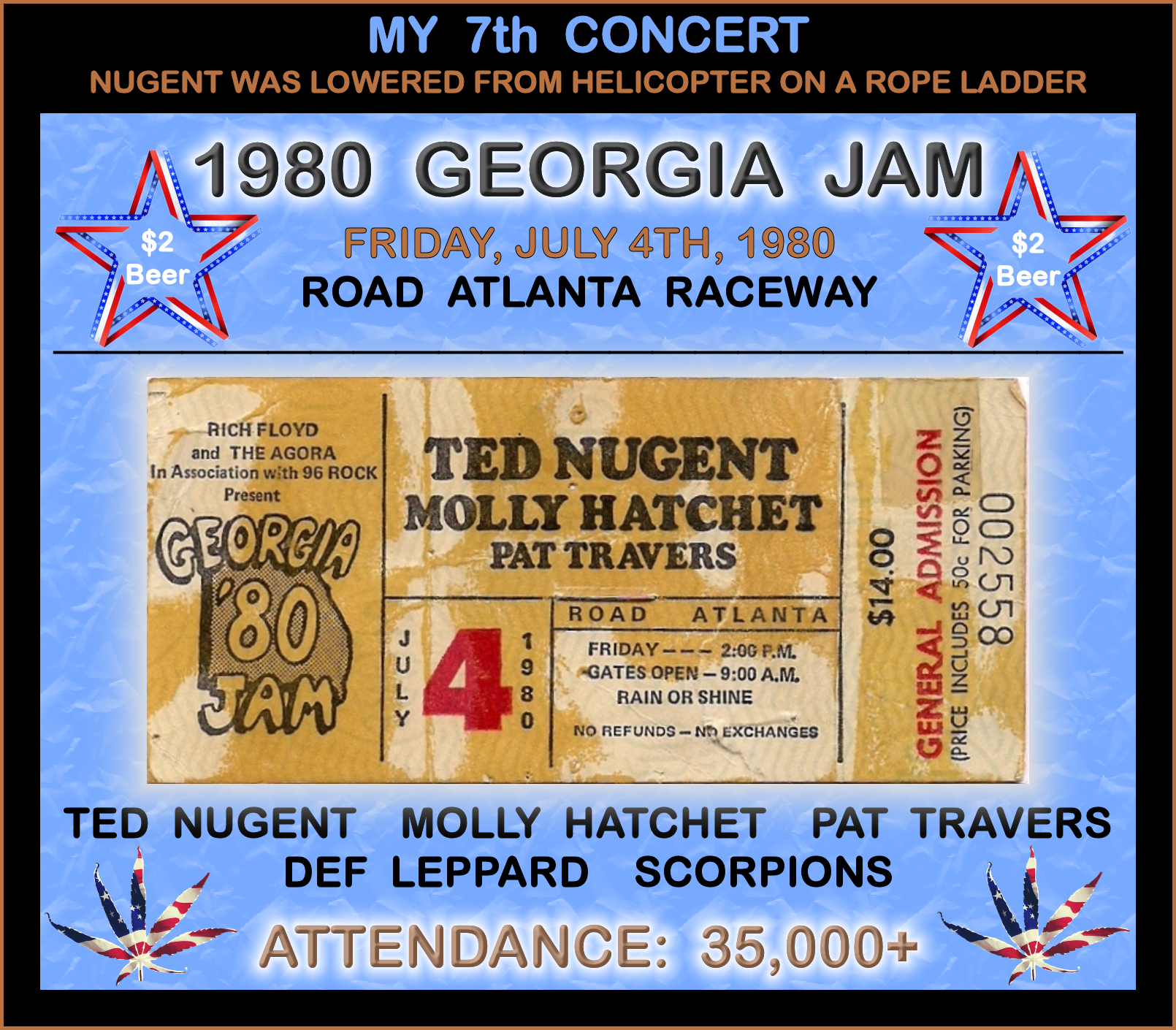1980 GEORGIA JAM - My 7th Concert: Ted Nugent, Molly Hatchet, Def