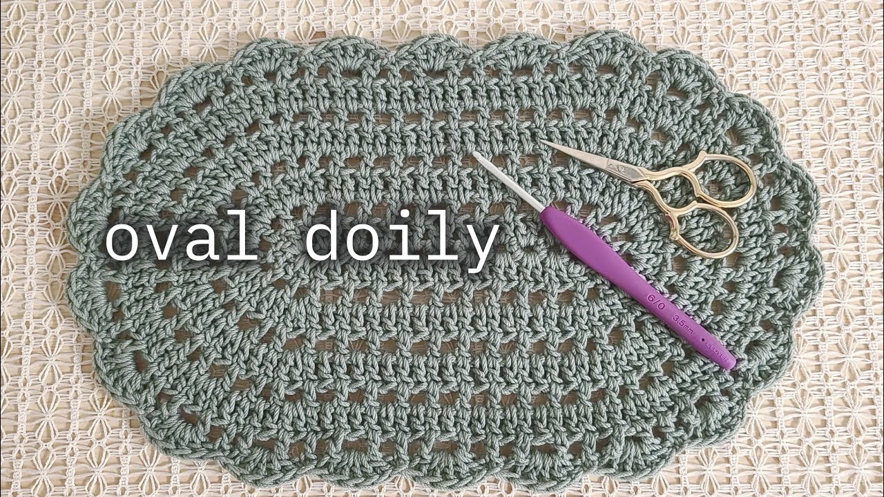 楕円形ドイリーの編み方 - YouTube