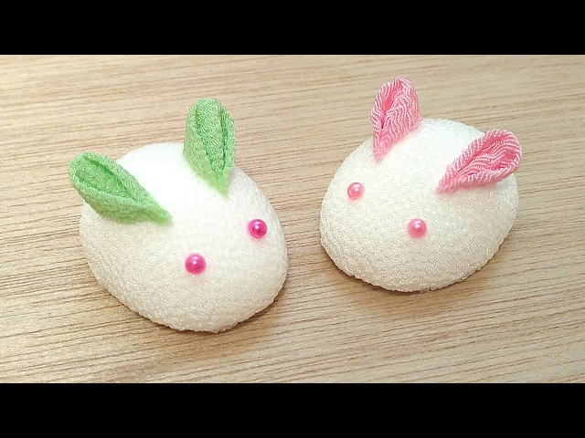 簡単】🐰雪うさぎの作り方🐰【つまみ細工】DIY snow rabbit - YouTube