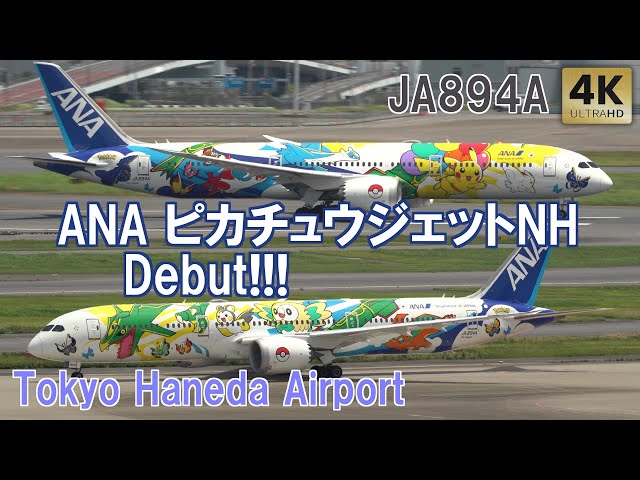 ANA ピカチュウジェットNH Debut! JA894A Pokemon PikachuJet 羽田空港