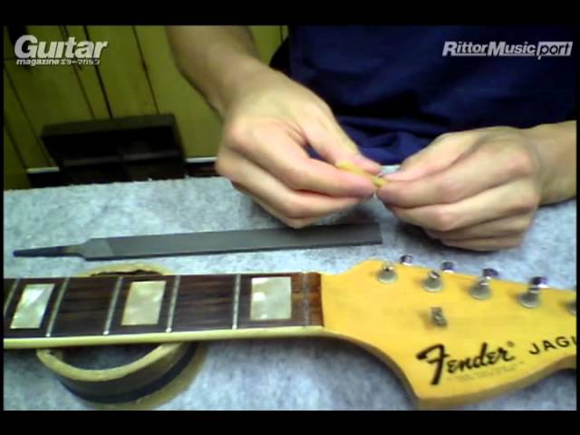 フェンダー・ジャガーのナットをオイルド・ボーン・ナットに交換（1