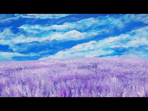 油絵】【青空とラベンダー畑】 #油絵 #手書き #アート #絵画販売 #絵画
