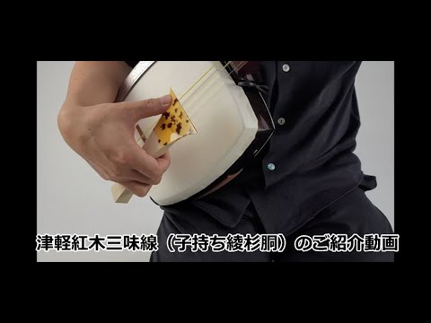 特上）津軽紅木三味線セット 子持ち綾杉胴 【和楽器市場】 - YouTube