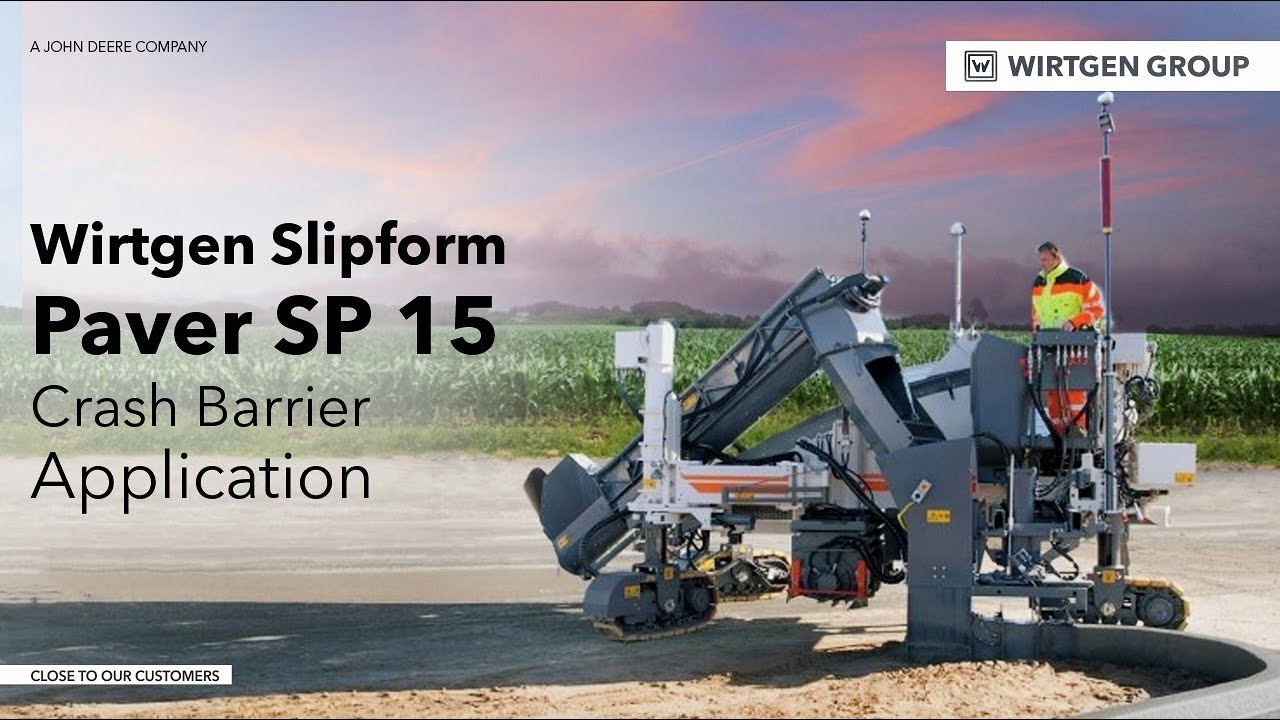 Wirtgen Slipform Paver SP 15 - Crash Barrier Application - YouTube