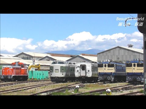 撮影会場のようにEF65PF,189,185.115等国鉄型名車両が集まっている長野